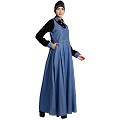 Classic Denim maxi dress with shirt collar- Black-Blue Classic Denim maxi dress with shirt collar- Black-Blue